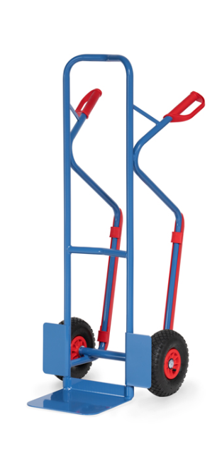 Stahlrohrkarre 300 kg Tragkraft, Höhe 1300 mm, Kunststoff-Gleitkufen, Standardschaufel Luft
