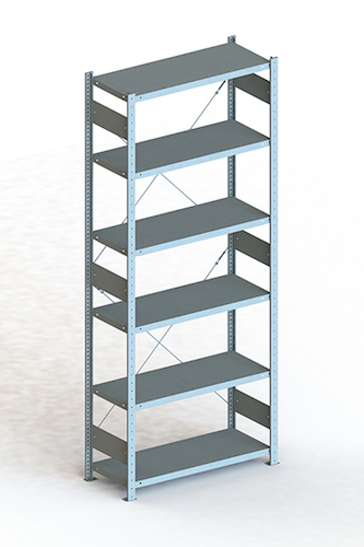 META Steckregalsystem CLIP 150 S3, GR, 2500x1000x400 mm, Feldlast 1380 kg, kunststoffbeschichtet