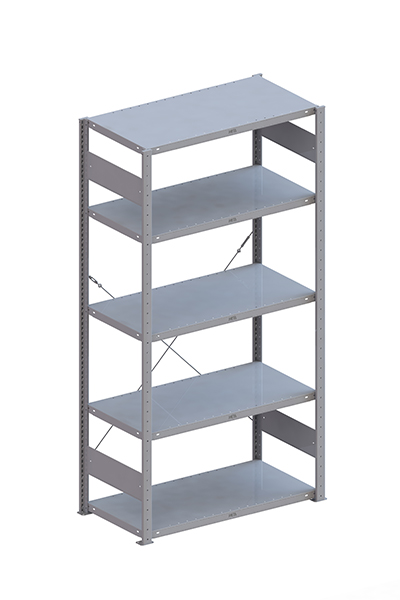 META Steckregalsystem CLIP 100 S3, GR, 2000x1000x500 mm, Feldlast 1100 kg, kunststoffbeschichtet