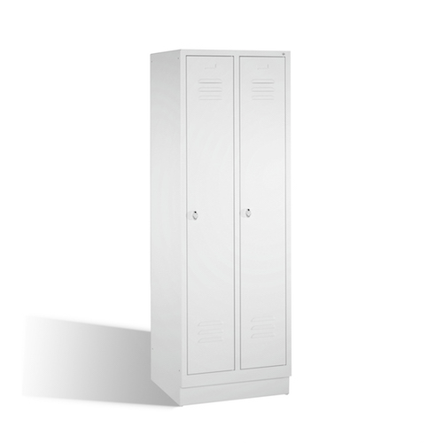 Garderobenschrank Classic auf Sockel, 2 Abteile, Front 7035 Lichtgrau