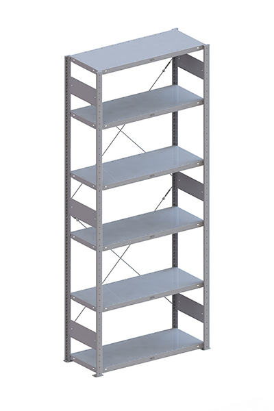 META Steckregalsystem CLIP 100 S3, GR, 2500x1000x400 mm, Feldlast 1290 kg, kunststoffbeschichtet