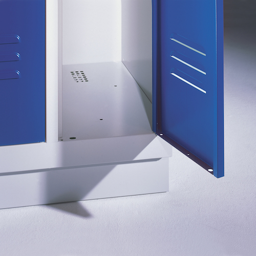 Garderobenschrank Classic auf Sockel, 4 Abteile, Front 5010 Enzianblau