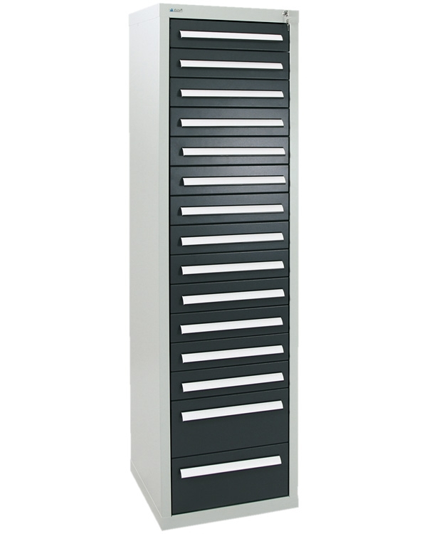 Schubladenschrank Serie T-100/35-5, 15 Schubladen (13x100, 2x200mm)