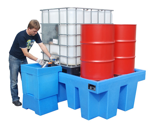 Auffangwanne aus Kunststoff, 1 x 1000 Liter IBC inkl. PE-Palette