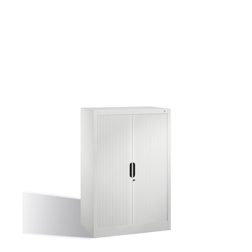 Büro-Sideboard mit 2 Fachböden und Rolladen, 800 mm breit, 7035 Lichtgrau