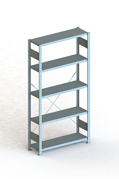 META Steckregalsystem CLIP 150 S3, GR, 2000x1000x300 mm, Feldlast 1100 kg, kunststoffbeschichtet