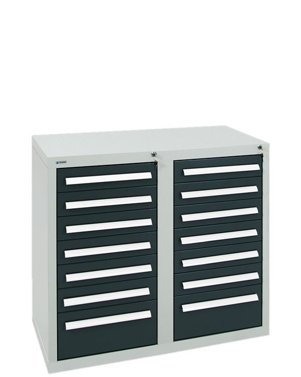 Schubladenschrank Serie T-100/35-2, 14 Schubladen (12x100, 2x200mm)