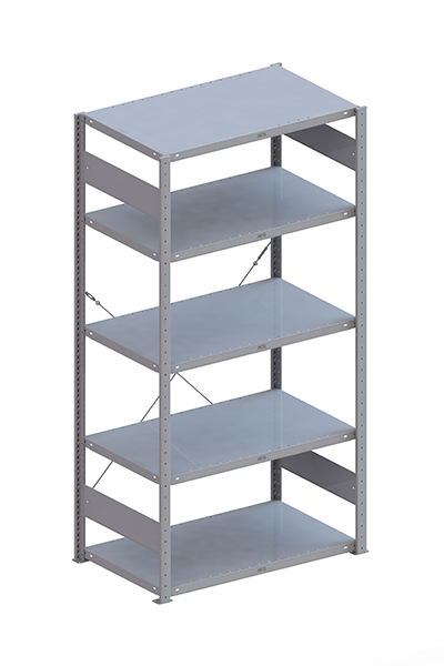 META Steckregalsystem CLIP 100 S3, GR, 2000x1000x600 mm, Feldlast 1100 kg, kunststoffbeschichtet