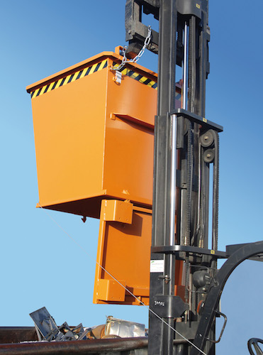 Konischer Klappbodenbehälter für Stapler und Kran, Inhalt 0,50 m³, Tragfähigkeit 1000 kg, lackiert