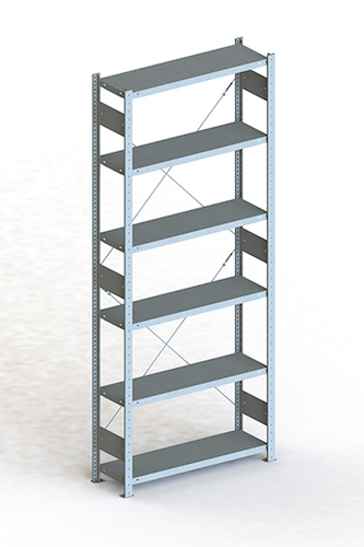 META Steckregalsystem CLIP 150 S3, GR, 2500x1000x300 mm, Feldlast 1380 kg, kunststoffbeschichtet