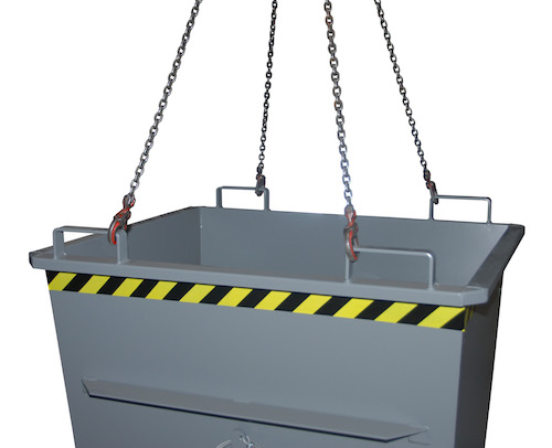 Konischer Klappbodenbehälter für Stapler und Kran, Inhalt 0,50 m³, Tragfähigkeit 1000 kg, lackiert