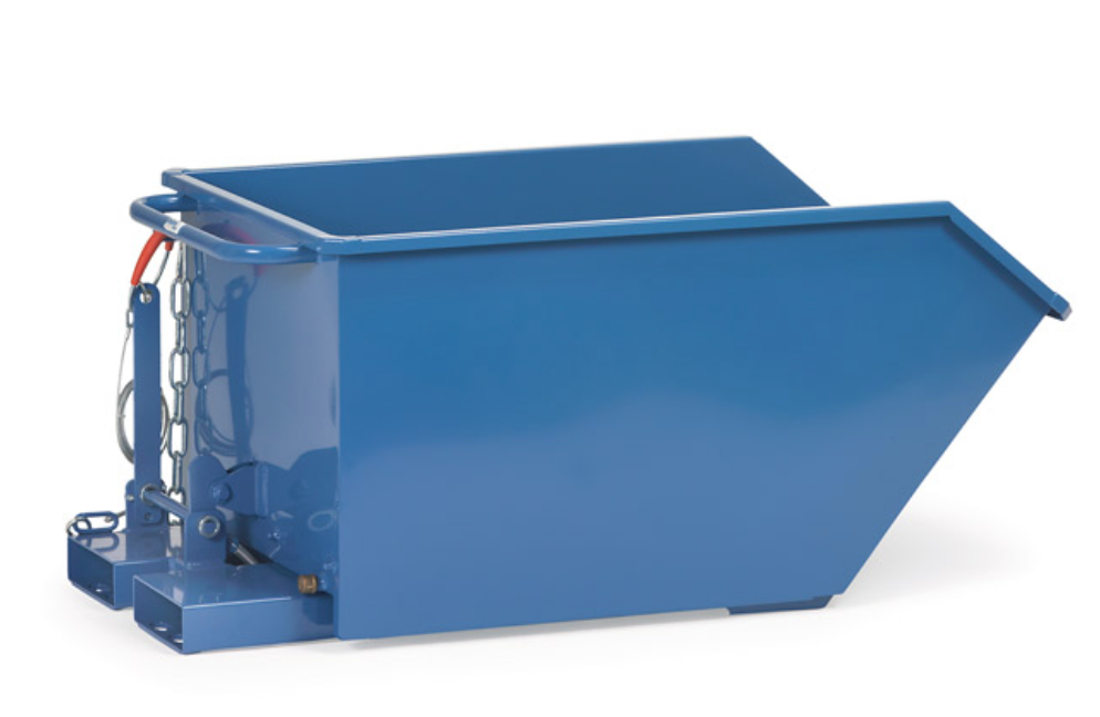Kippbehälter ohne Ablasshahn für Schüttgüter zum selbsttätigen Abkippen auch extrem leichter Güter 750 Liter