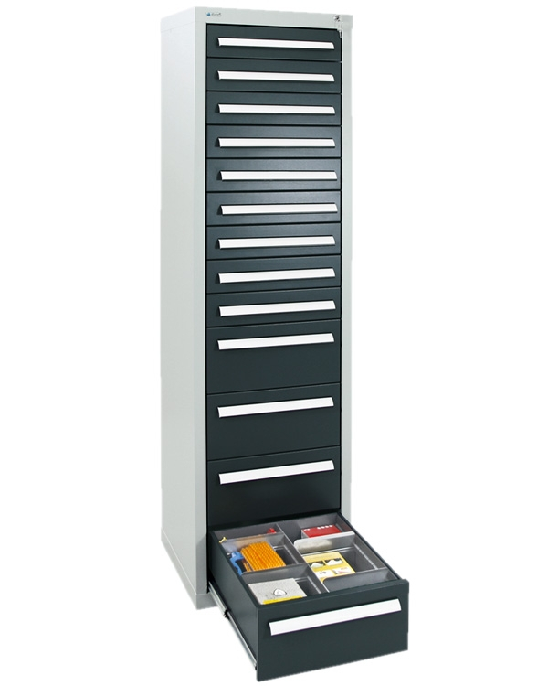 Schubladenschrank Serie T-100/35-5, 13 Schubladen (9x100, 4x200mm)