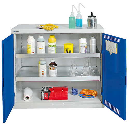 Umweltschrank kompakt StawaR-2, 2x 22 Liter Wannen, Flügeltüren Enzianblau