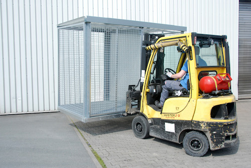 Gasflaschencontainer mit Gitterrostboden, 104x Ø 220 mm