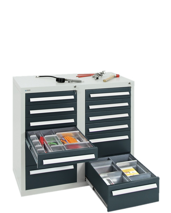 Schubladenschrank Serie T-100/35-2, 12 Schubladen (8x100, 4x200mm)