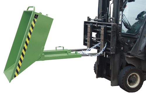 Niedrige Kippmulde, 250 Liter, grün  lackiert