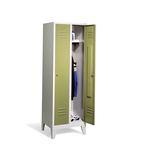 Garderobenschrank Classic auf Füßen, 2 Abteile, Front 6011 Resedagrün