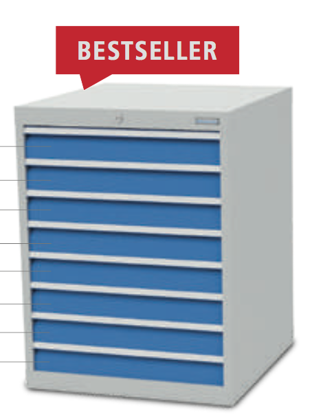 Schubladenschrank mit 8 Schubladen, 100 % Auszug