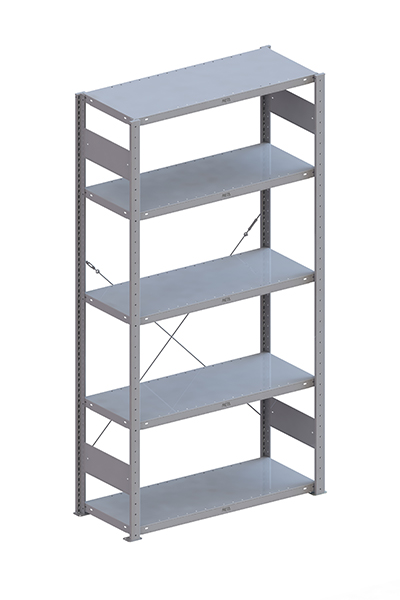 META Steckregalsystem CLIP 100 S3, GR, 2000x1000x400 mm, Feldlast 1100 kg, kunststoffbeschichtet