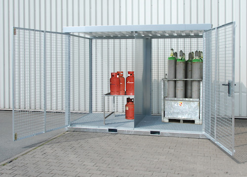Gasflaschencontainer mit Gitterrostboden, 104x Ø 220 mm