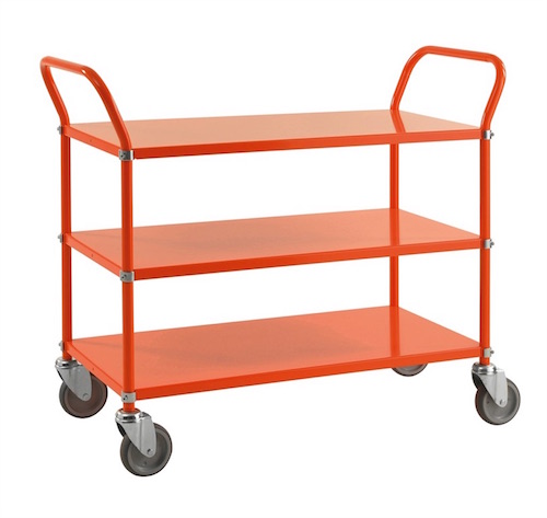 Tischwagen Metall mit drei Etagen (940x440mm), orange