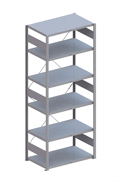 META Steckregalsystem CLIP 100 S3, GR, 2500x1000x600 mm, Feldlast 1290 kg, kunststoffbeschichtet