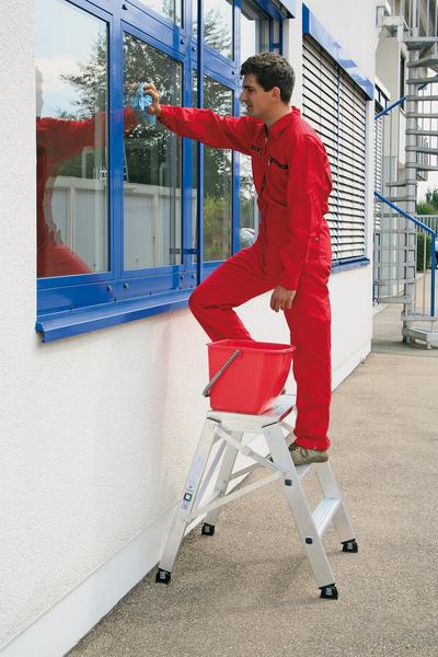 Aluminium-Arbeitspodest, einseitig begehbar, klappbar, 3 Stufen