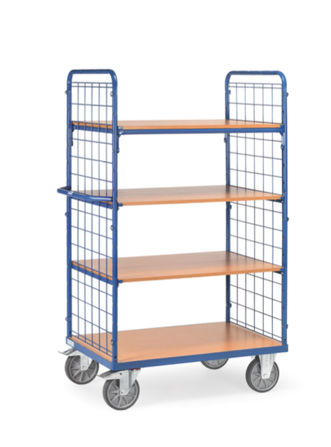 Etagenwagen 8413 mit Drahtgitter 600 kg Tragkraft, 4 Etagen, 1800 mm hoch 1200x800