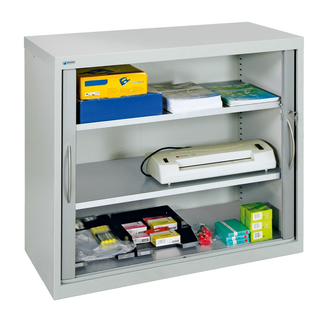 Jalousieschrank MovaFlex II, klein metallic mit 2 Fachböden