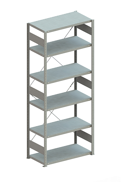 META Steckregalsystem CLIP 100 S3, GR, 2500x1000x500 mm, Feldlast 1290 kg, vzk.