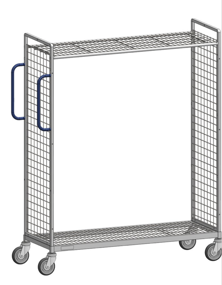 Kommissionierwagen 1425 ME, 467 x 1297 mm, 2-seitig, 1 ZWB fest, Cr 3