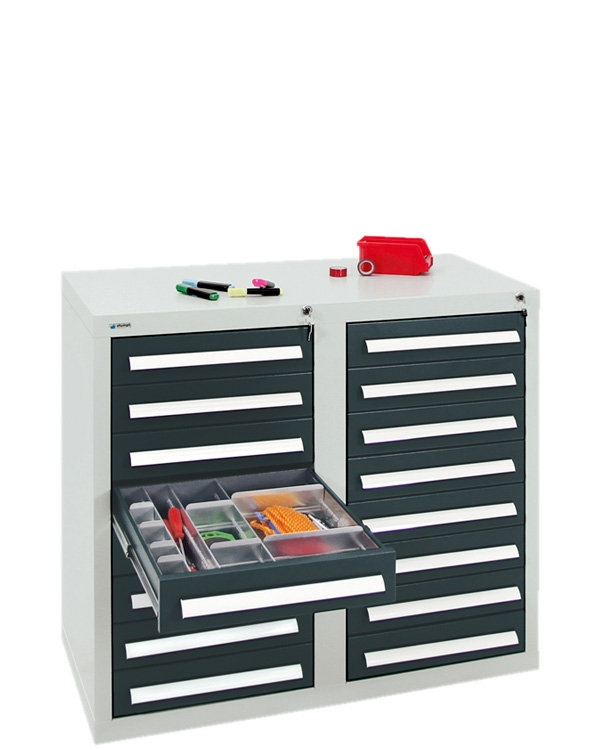 Schubladenschrank Serie T-100/35-2, 16 Schubladen (16x100 mm)