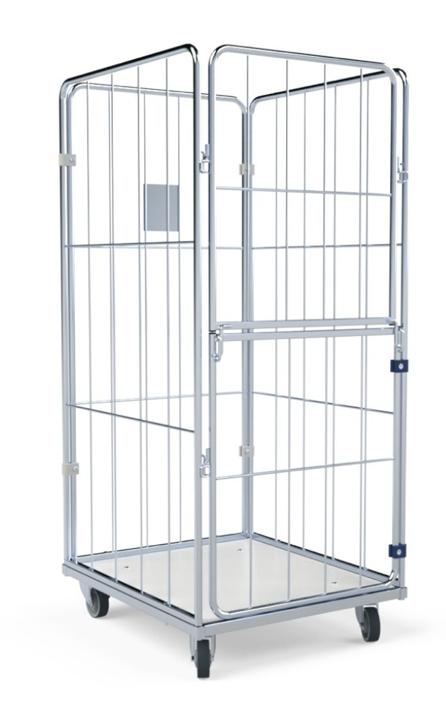 Wäschecontainer 1500mm, 720x810KU weiß, 4-seitig, Vorderwand klappbar/schwenkbar