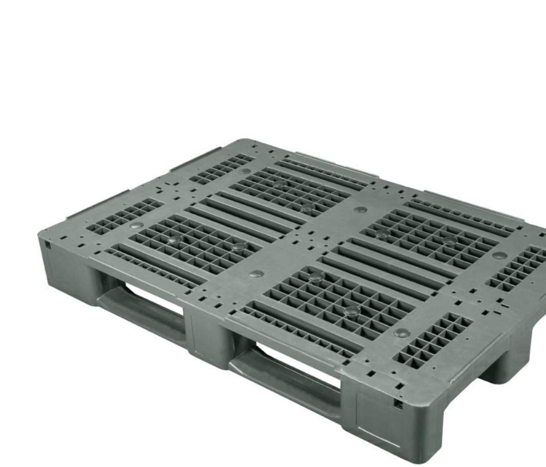 Universalpalette Euromaß anthrazit/schwarz aus HDPE-RE mit offenem Decken