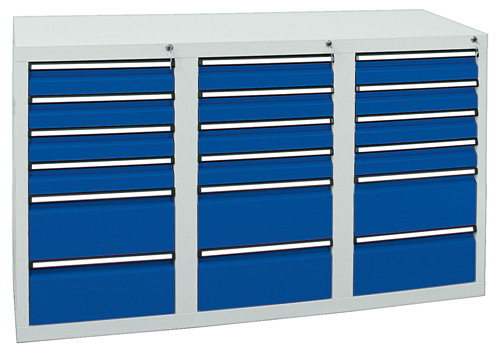 Schubladenschrank Basic, 18 Schubladen Enzianblau