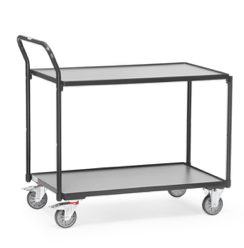 Leichter Tischwagen "GREY EDITION" mit 2 Böden aus Holz, Griff hochstehend
