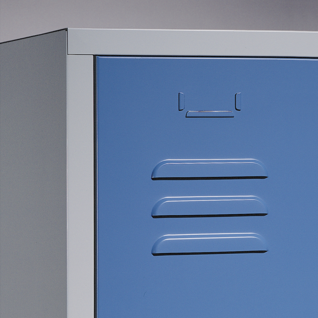 Garderobenschrank Classic auf Sockel, 2 Abteile, Front 7035 Lichtgrau Garderobenschrank Classic auf Sockel, 2 Abteile, Front 7035 Lichtgrau