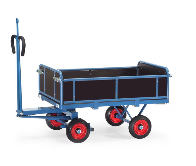 Handpritschenwagen, 3 Bordwände abklappbar mit Zugöse mit Vollgummi 1200x800 Tragkraft 700 kg