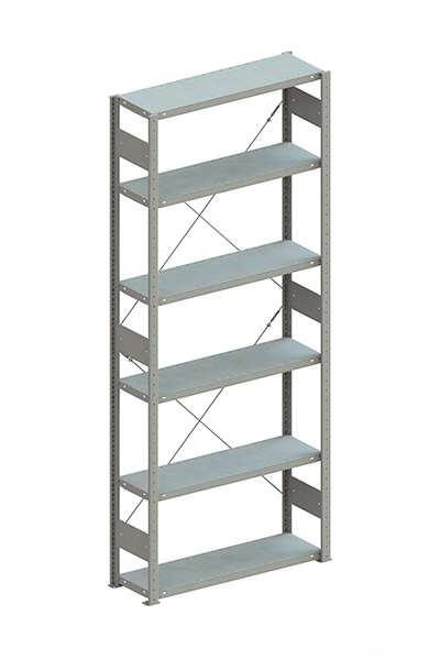 META Steckregalsystem CLIP 100 S3, GR, 2500x1000x300 mm, Feldlast 1290 kg, vzk.