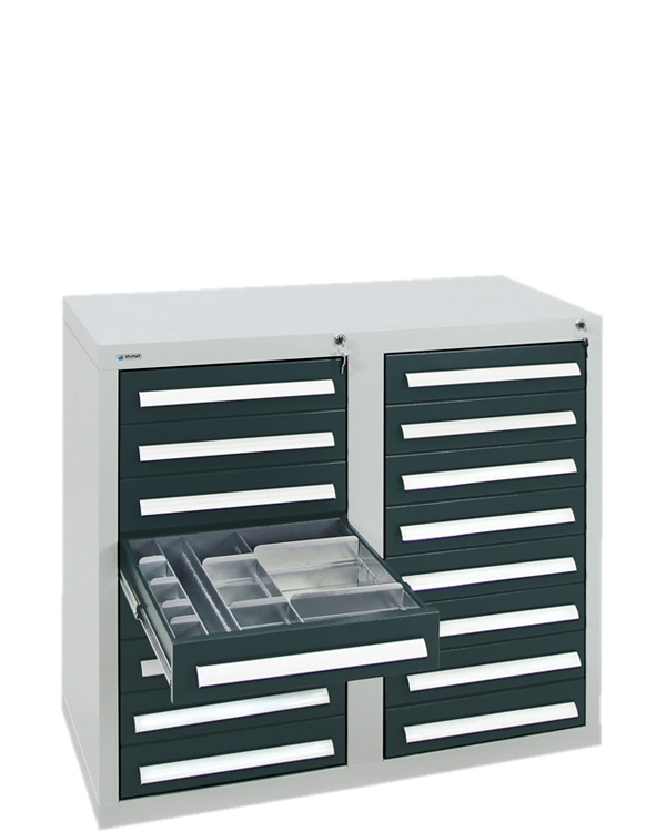 Schubladenschrank Serie T-100/35-2, 16 Schubladen (16x100 mm)