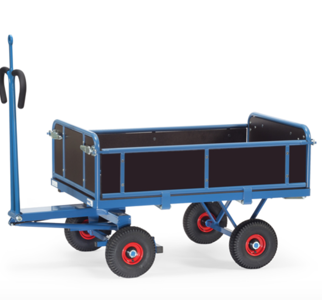 Handpritschenwagen, 3 Bordwände abklappbar mit Zugöse mit Luftbereifung 1200x800 Tragkraft 700 kg