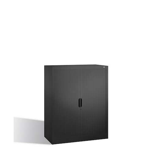 Büro-Sideboard mit 2 Fachböden und Rolladen, 1000 mm breit, 7021 Anthrazit
