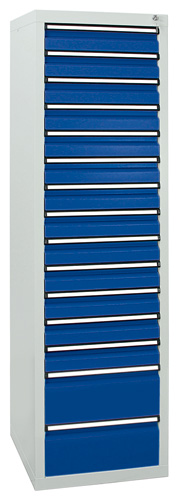 Schubladenschrank Basic, 15 Schubladen Enzianblau