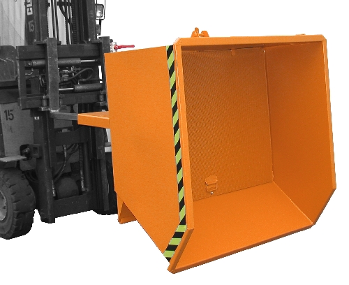 Spänebehälter Tragfähigkeit 1000 kg, Inhalt 0,75 m³, orange lackiert