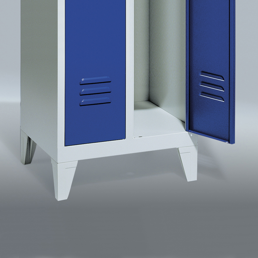 Garderobenschrank Classic auf Füßen, 3 Abteile, Front 5010 Enzianblau