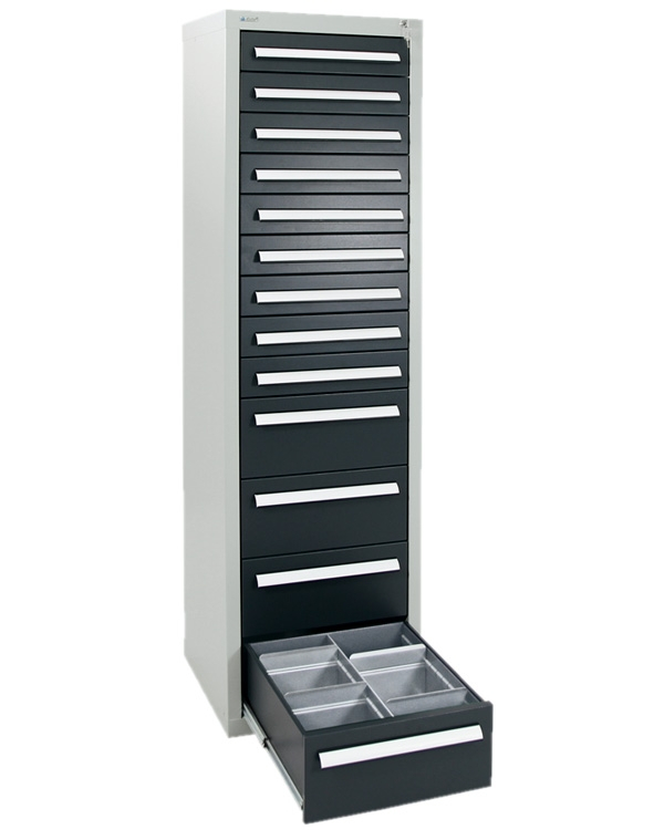 Schubladenschrank Serie T-100/35-5, 13 Schubladen (9x100, 4x200mm)