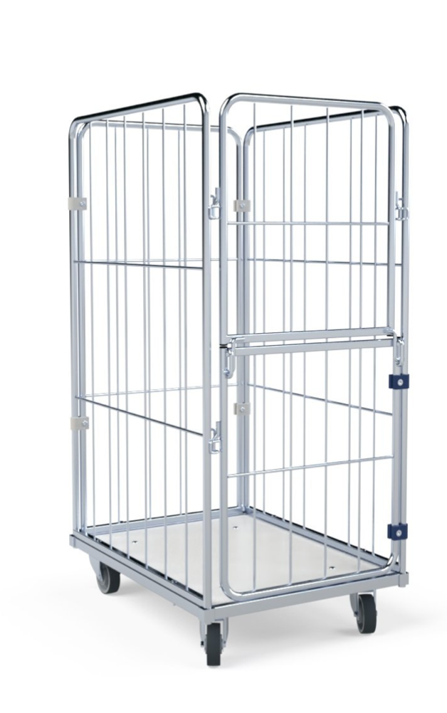 Wäschecontainer/Wäschewagen 1200mm, 600x810KU weiß, 4-seitig, Vorderwand klappbar / schwenkbar