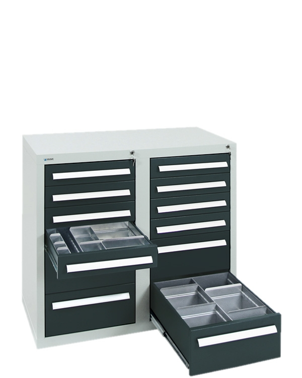 Schubladenschrank Serie T-100/35-2, 12 Schubladen (8x100, 4x200mm)