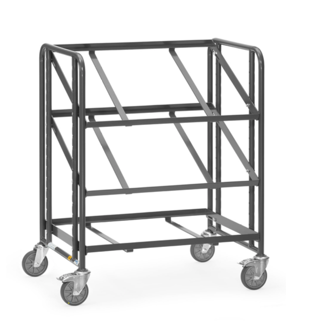 ESD-Eurokastenwagen 250 kg, mit 3 offenen Etagenrahmen für je 2 Eurokästen